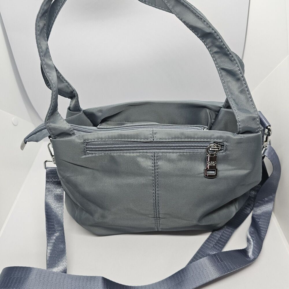 Chibao Multi-Pocket Casual Crossbody Purse Gray Waterproof Nylon Shoulder Bag - Picture 3 of 9
